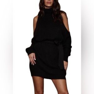 12th tribe open shoulder sweater dress in Black size Small